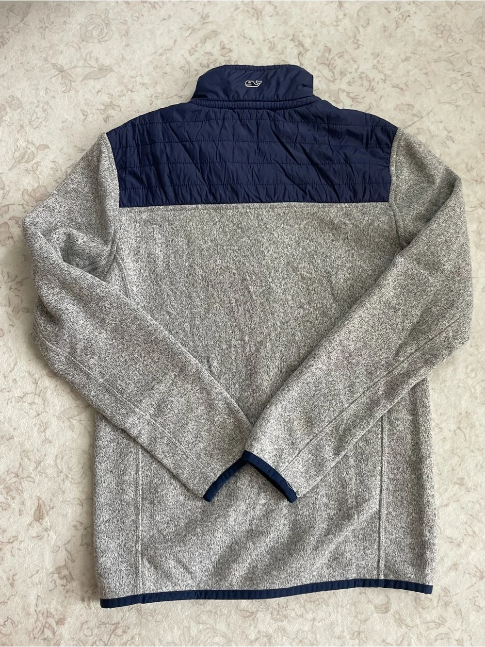 Vineyard Vines Gray & Navy Quilted-Yoke Full-Zip Jacket - Kids